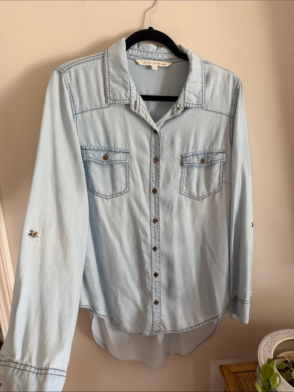 Versona Light Blue Denim Button-Down Shirt - Picture 3 of 6